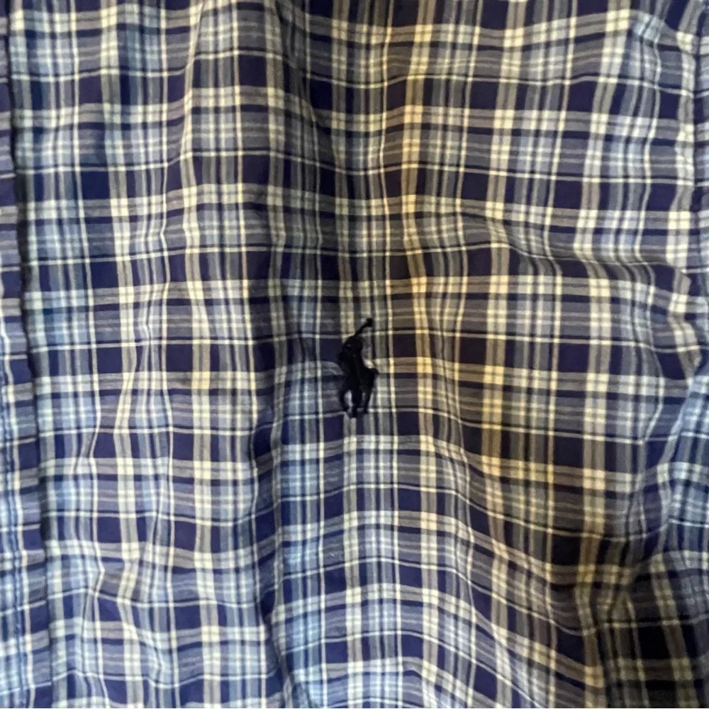 Ralph Lauren blue white plaid long sleeve button front shirt size XL Youth 18/20